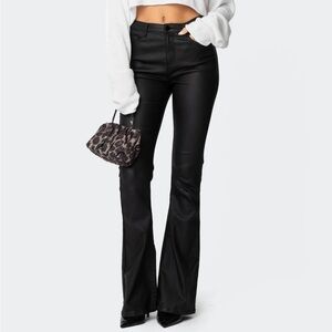 Edikted Luna Faux Leather Flare Jeans